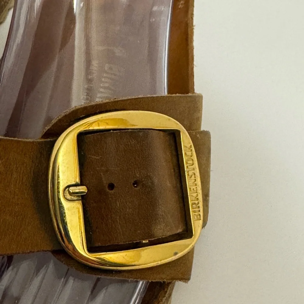 Birkenstock Brown Sandals with Gold Buckle - Picture 3 of 15